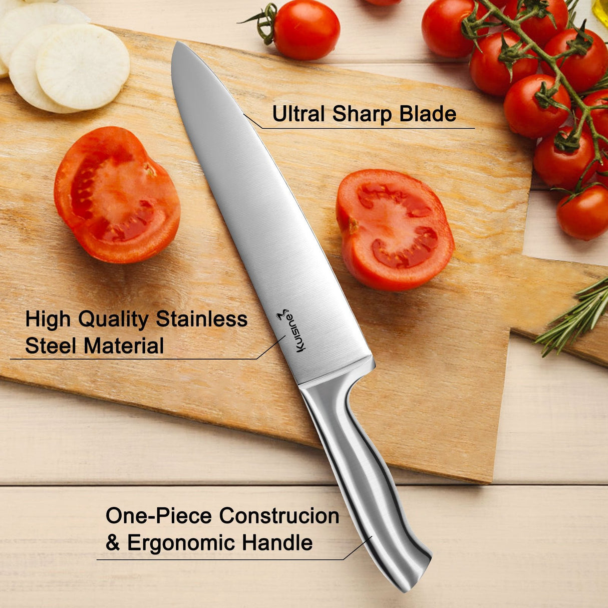 15 Piece Razor-Sharp Blade Knife Block Set with Sharpener - Kuisine Cutlery High Quality Kitchen Chef Knife Set Sharp