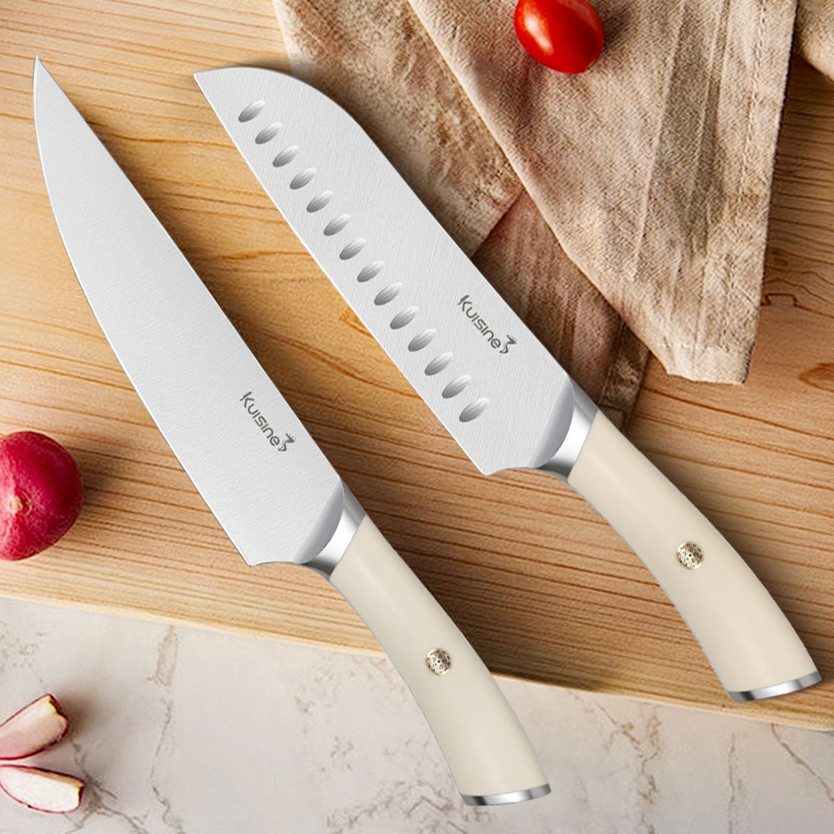 15 Piece German High Carbon Stainless Steel Knife Set with Ergonomic Handle - Kuisine Cutlery High Quality Kitchen Chef Knife Set