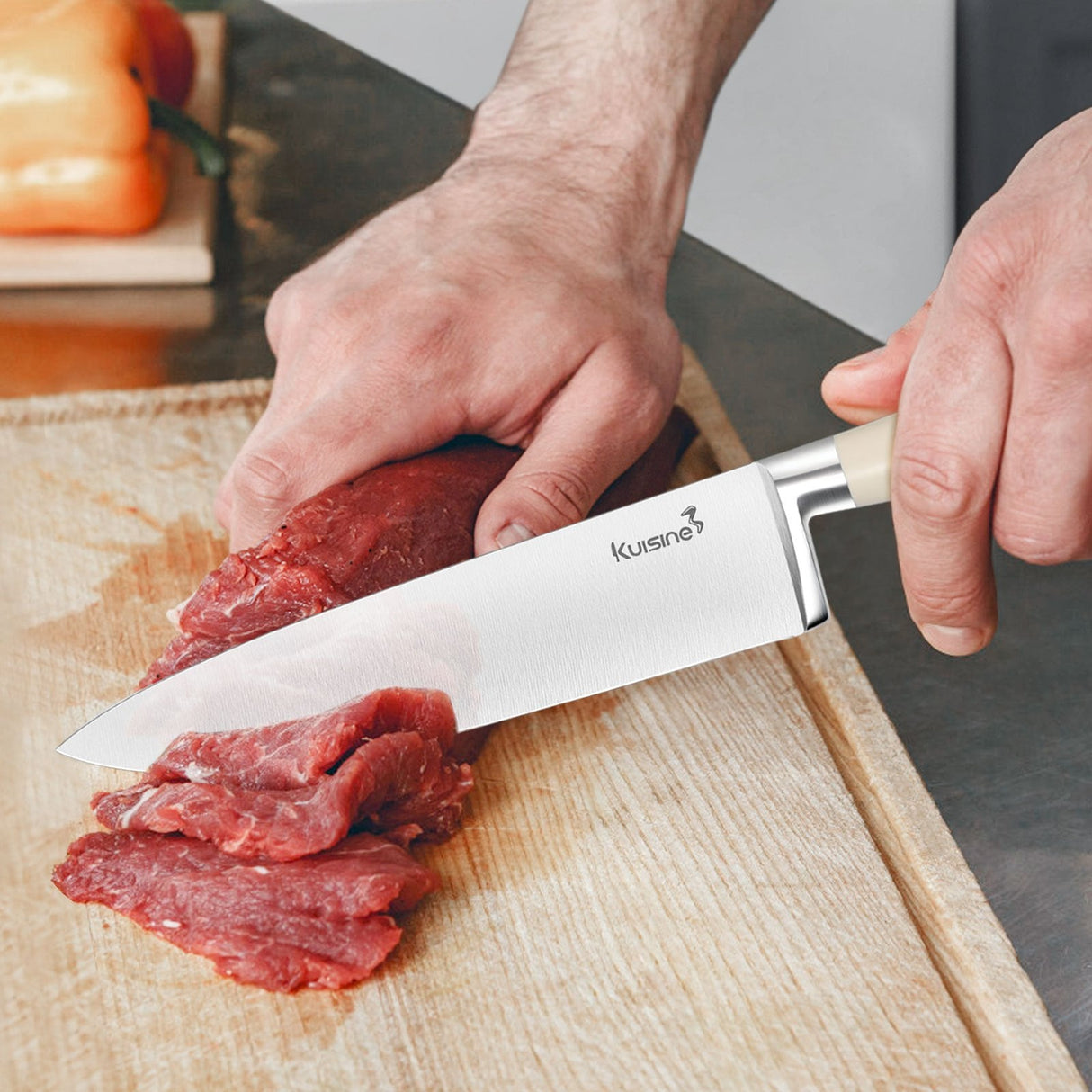 15 Piece High Carbon Stainless Steel Chef Knife Set with Built-in Sharpener - Kuisine Cutlery High Quality Kitchen Chef Knife Set