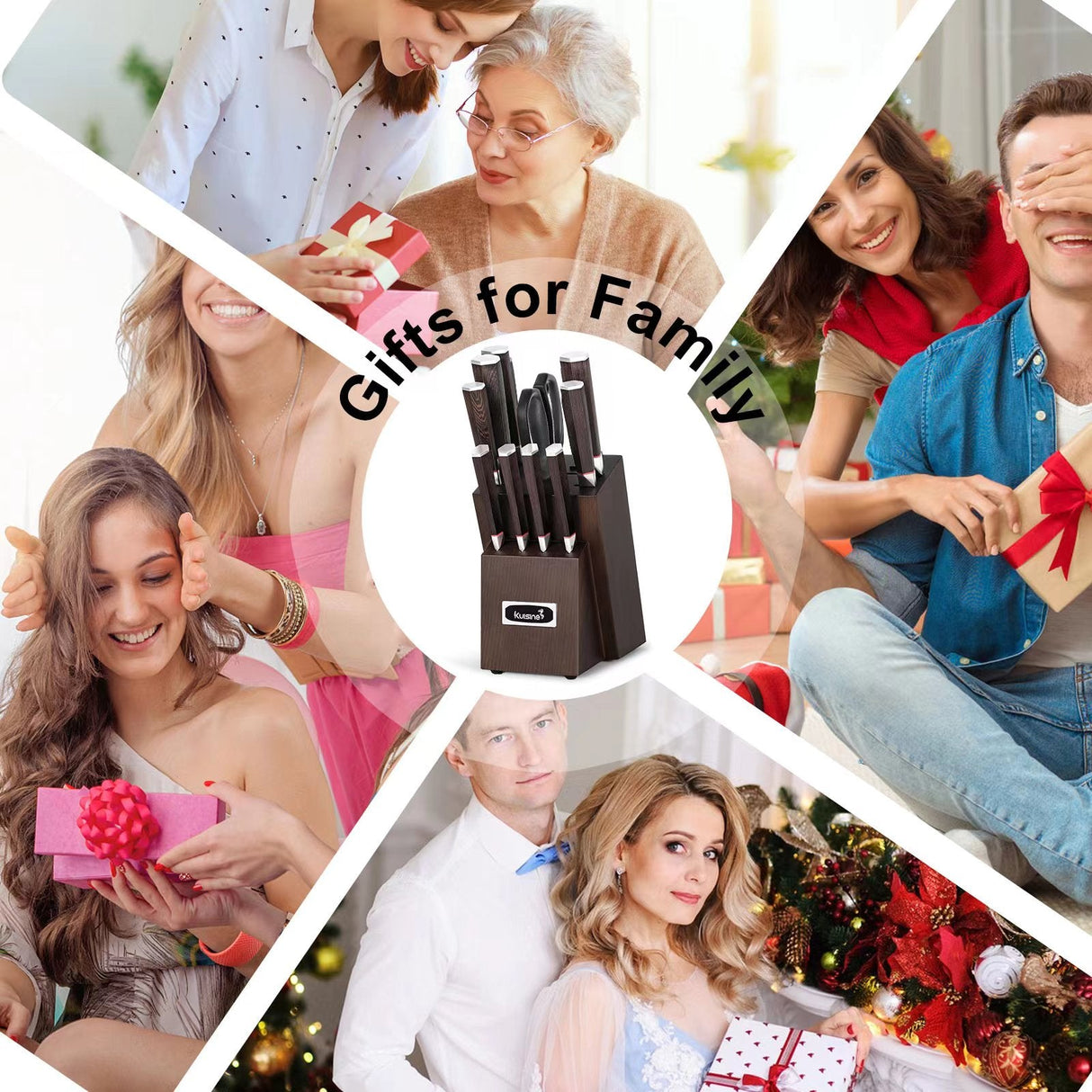 12 Piece Damascus Steel Knife Set with Ergonomic Wood Handle - Kuisine Cutlery High Quality Kitchen Chef Knife Set - Best Gift