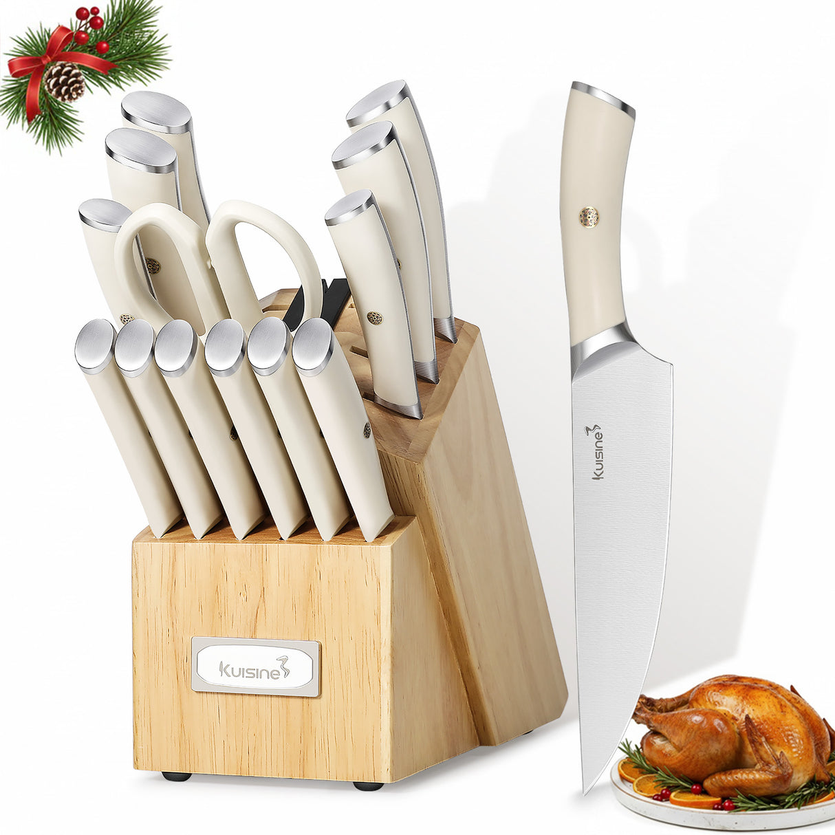 15 Piece German High Carbon Stainless Steel Knife Set with Ergonomic Handle