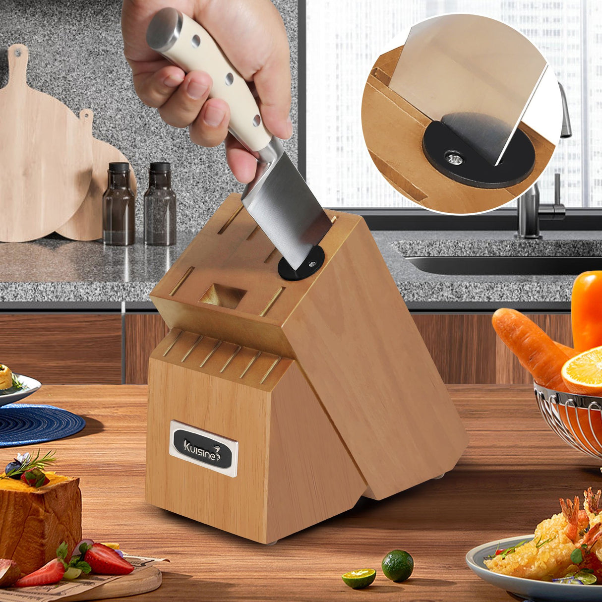 15 Piece High Carbon Stainless Steel Chef Knife Set with Built-in Sharpener - Kuisine Cutlery High Quality Kitchen Chef Knife Set