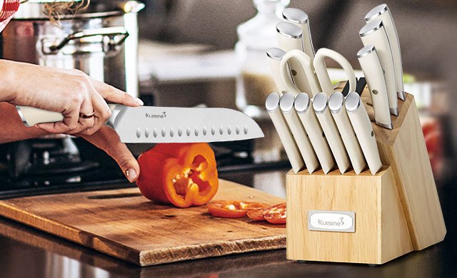 Professional 15-Piece Forged Knife Set with Block