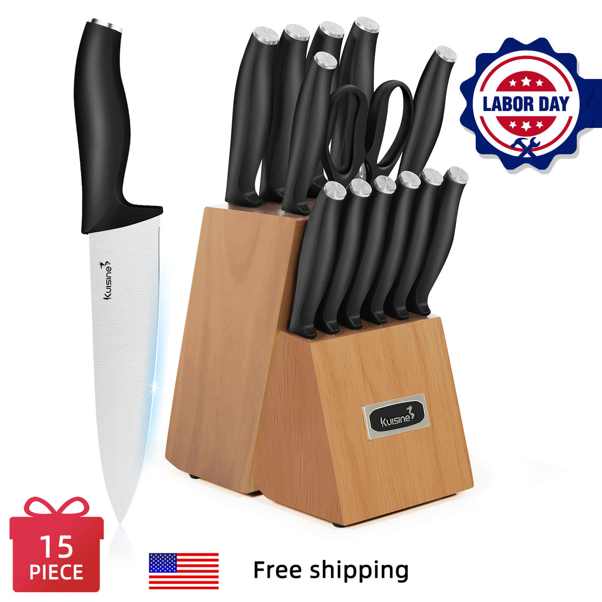 15 Piece Sharp Chef Knife Set with Ergonomic Handle