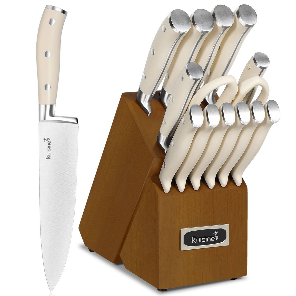 15 Piece High Carbon Stainless Steel Chef Knife Set with Built-in Sharpener