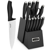 15 Piece High Carbon Stainless Steel Knife Block Set with Built-in Sharpener