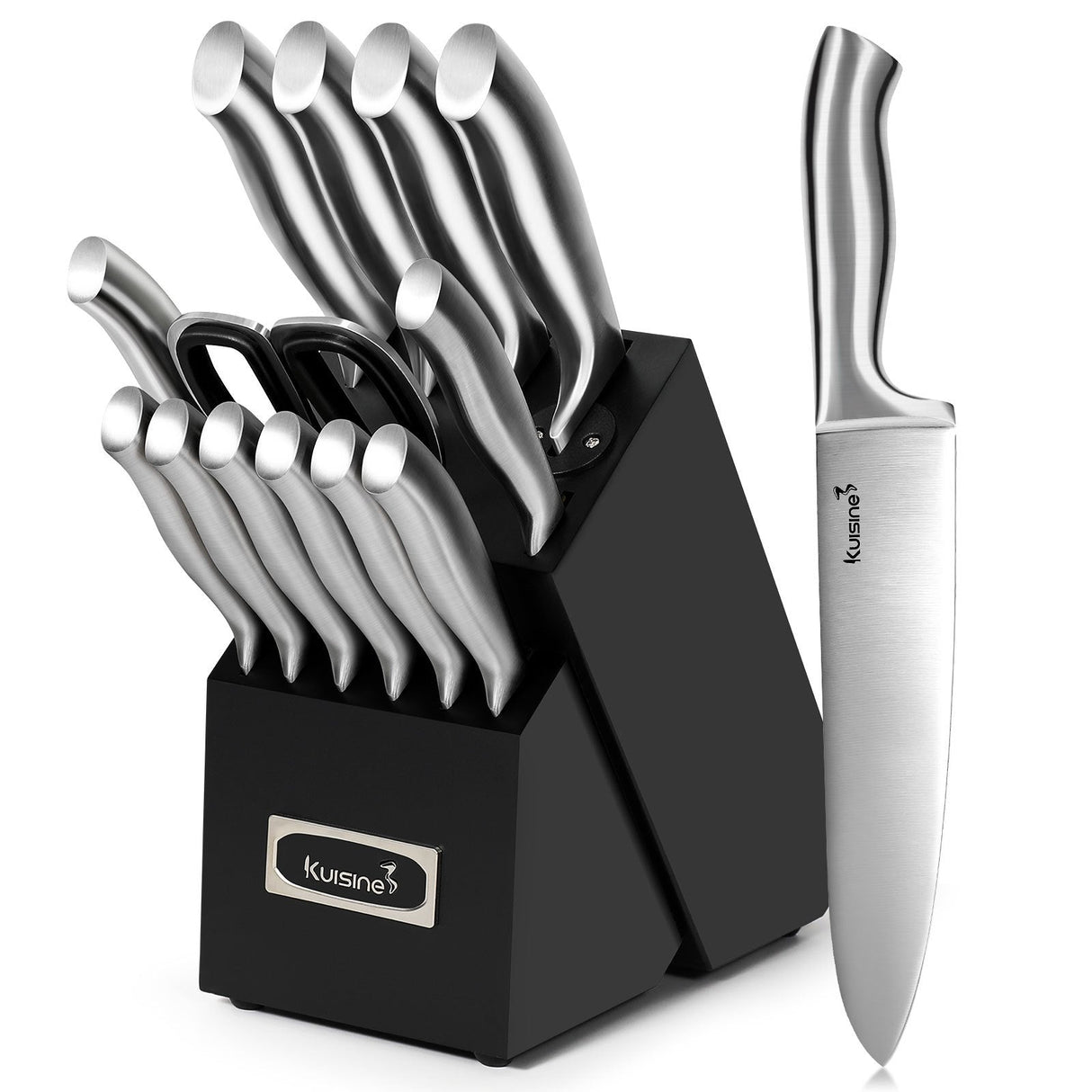 15 Piece High Carbon Stainless Steel Knife Block Sets for Easy Cleaning