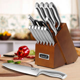 15 Piece High-Carbon Stainless Steel Knife Block Set with One-Piece Construcion