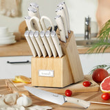 15 Piece German High Carbon Stainless Steel Knife Set with Ergonomic Handle