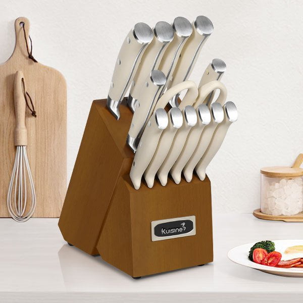 15 Piece High Carbon Stainless Steel Chef Knife Set with Built-in Sharpener