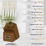 15 Piece Premium Knife Block Set with Ergonomic Handle