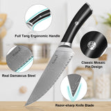 8 Inch Damascus Chef's Knife Razar-Sharp Blade Kitchen Knife