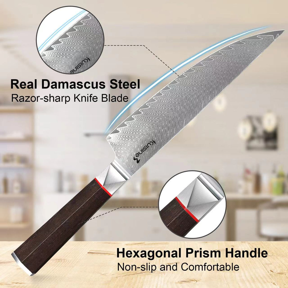 8 Inch Professional Authentic Damascus Steel Kitchen Chef Knife