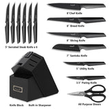 15 Piece One-Piece Molding Morden Kitchen Knife Set with Built-in Sharpener