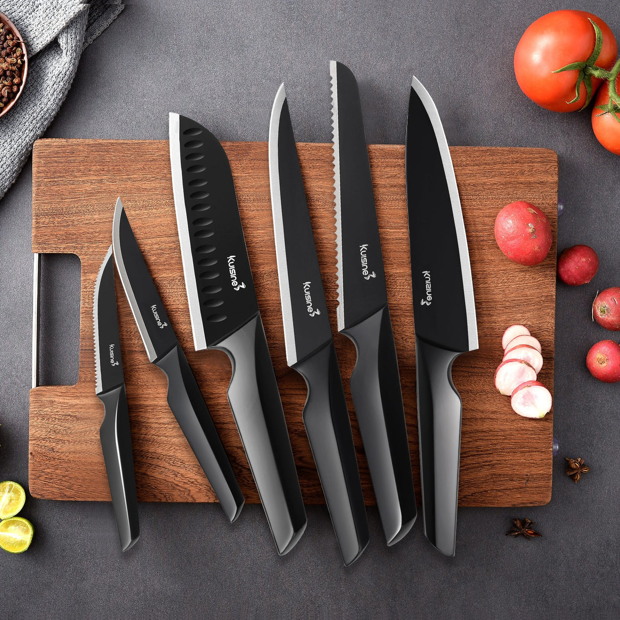 15 Piece One-Piece Molding Morden Kitchen Knife Set with Built-in Sharpener