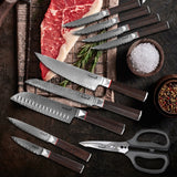 12 Piece Premium Damascus Steel Kitchen Knife Set with Ergonomic Wood Handle