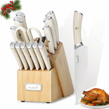 15 Piece German High Carbon Stainless Steel Knife Set with Ergonomic Handle